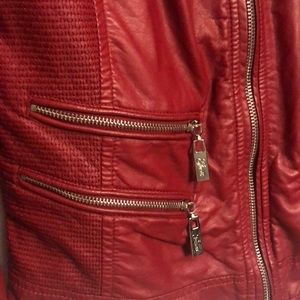 Red pleather Guess motorcycle jacket - Small